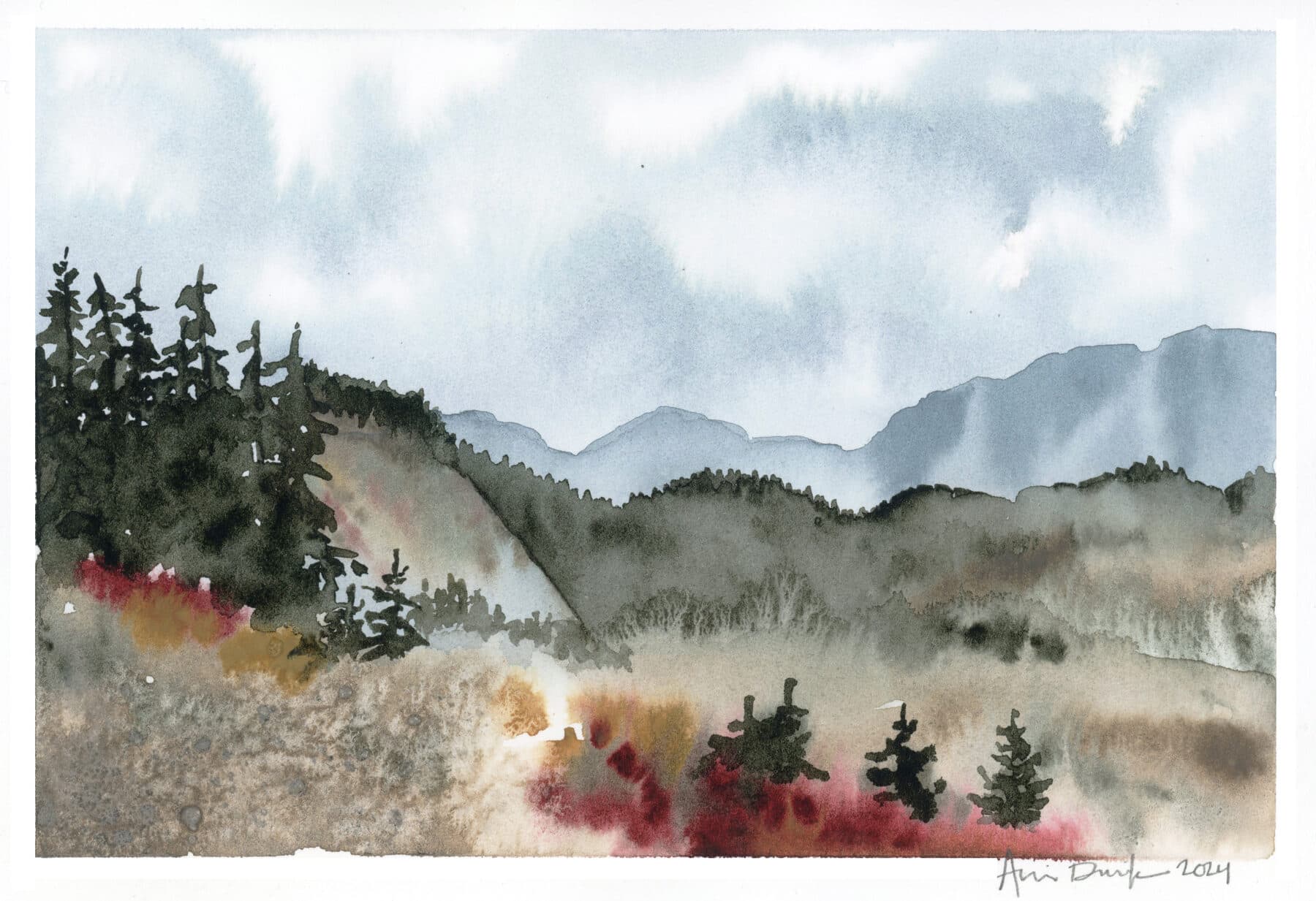 Watercolor painting of Artist's Point 1