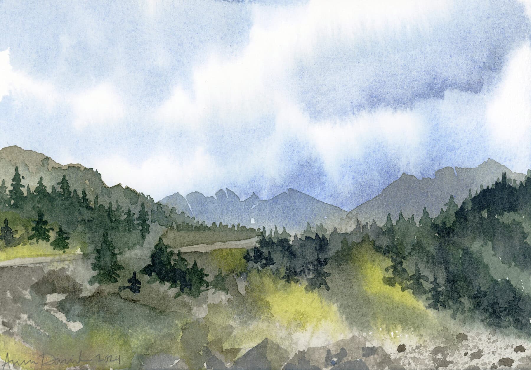 Watercolor painting of Artist's Point 2