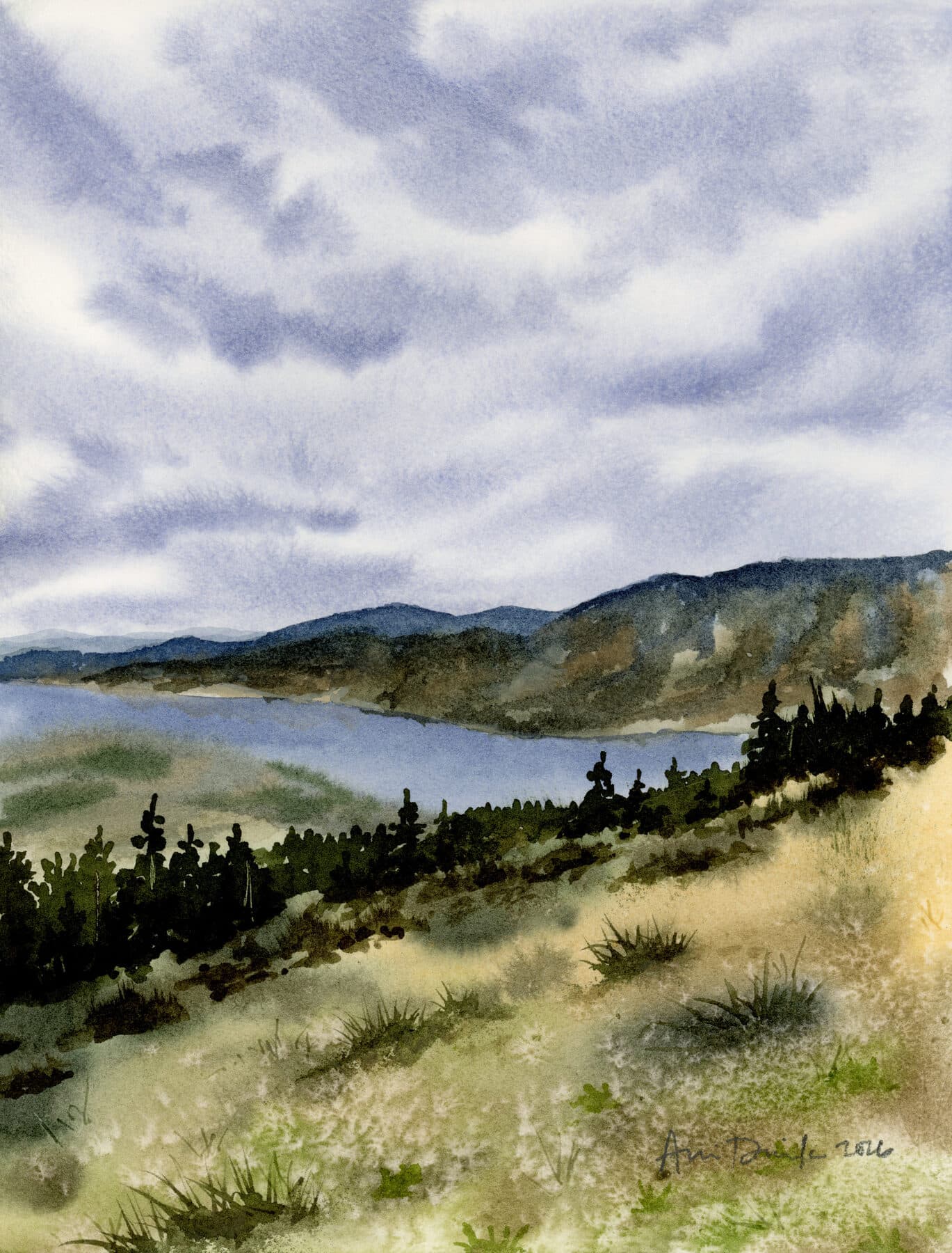 Watercolor painting of Fourth Of July- Chelan