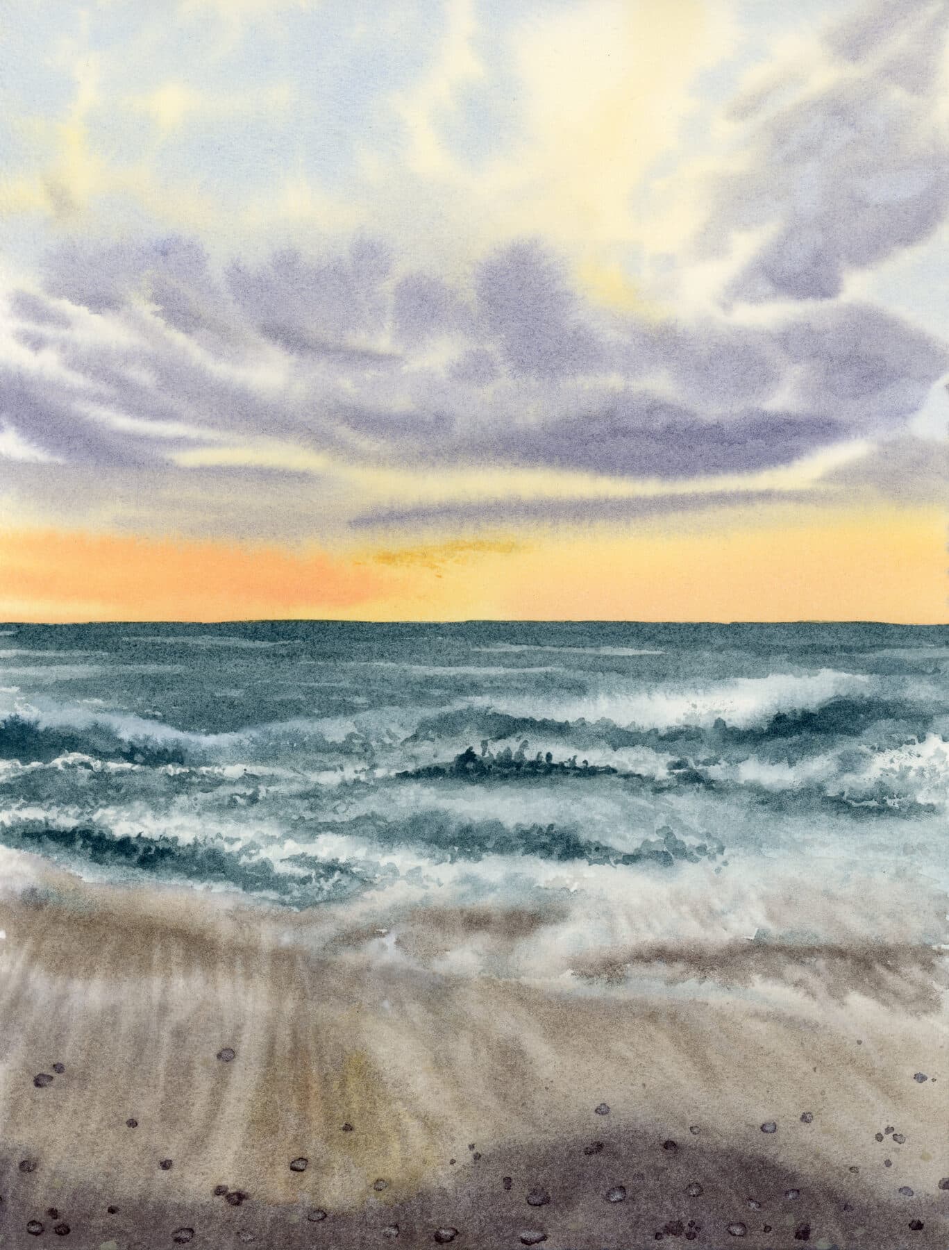 Watercolor painting of Gold Beach Sunset