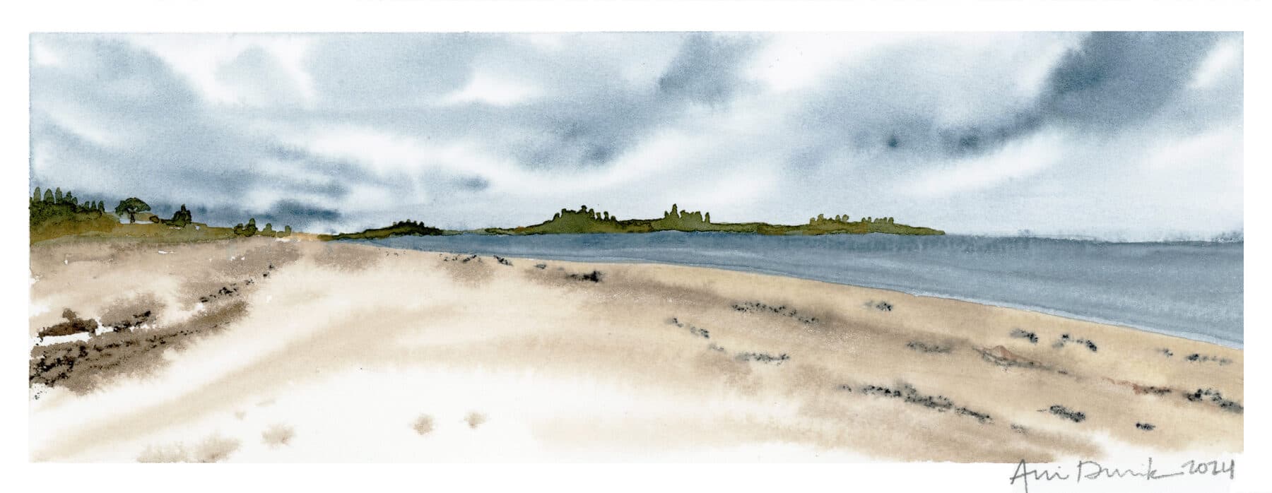 Watercolor painting of Maine Beach 2