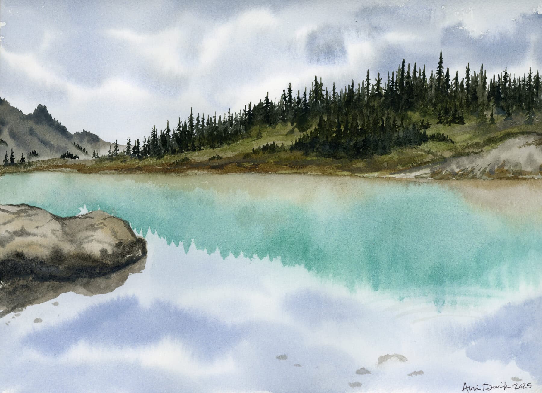 Watercolor painting of Olympic National Park