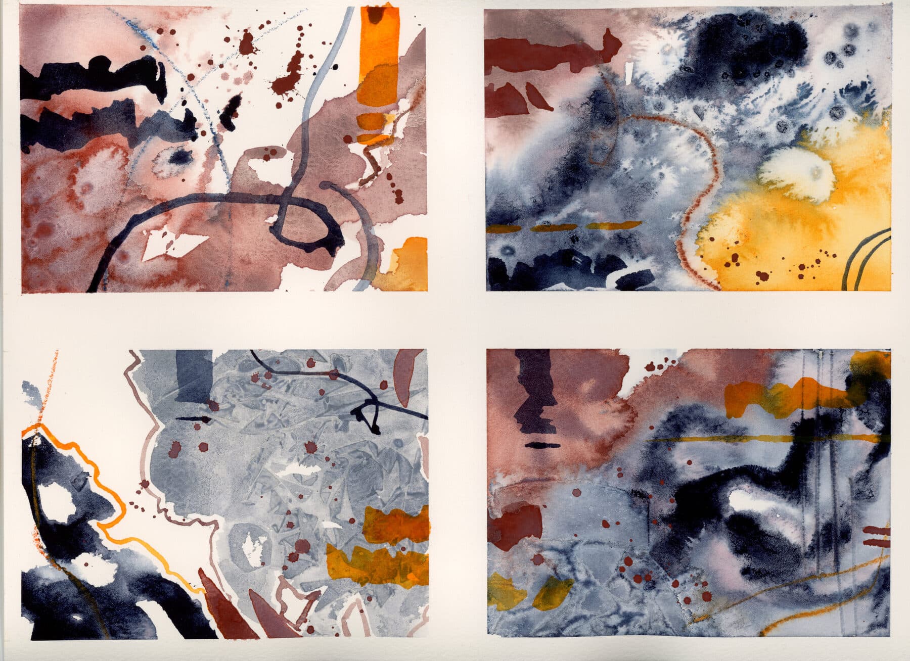 Orange Cards, a set of watercolor greeting cards