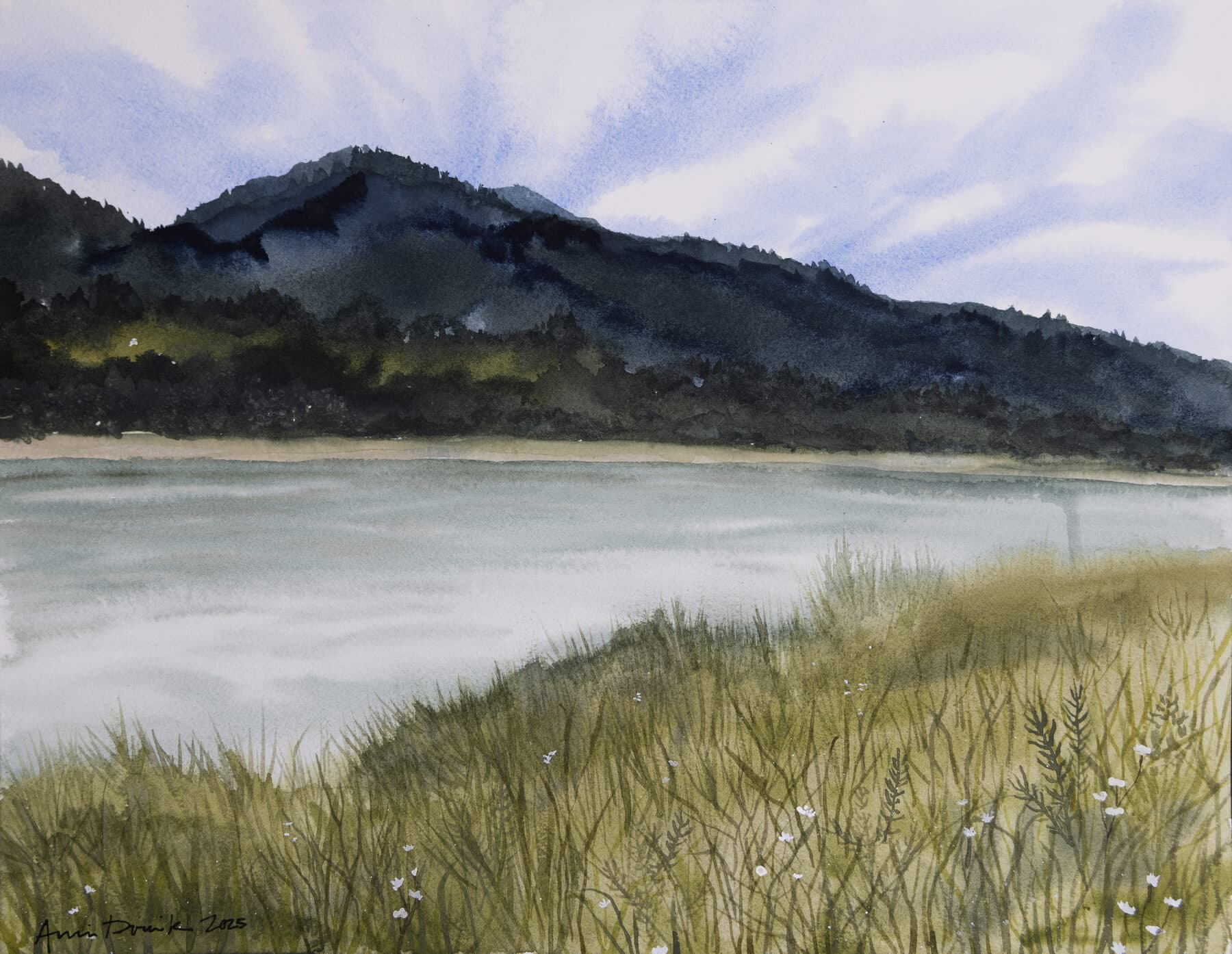 Watercolor painting of Skagit River 1