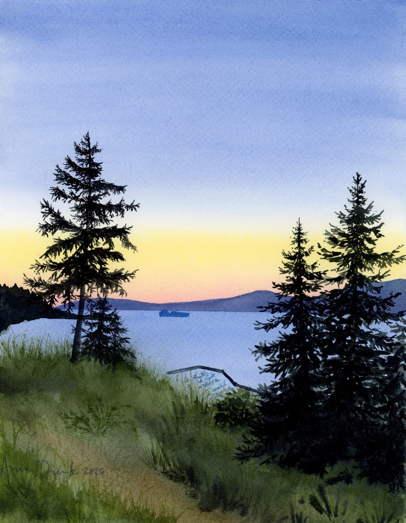 Watercolor painting of Sunset Hill Park