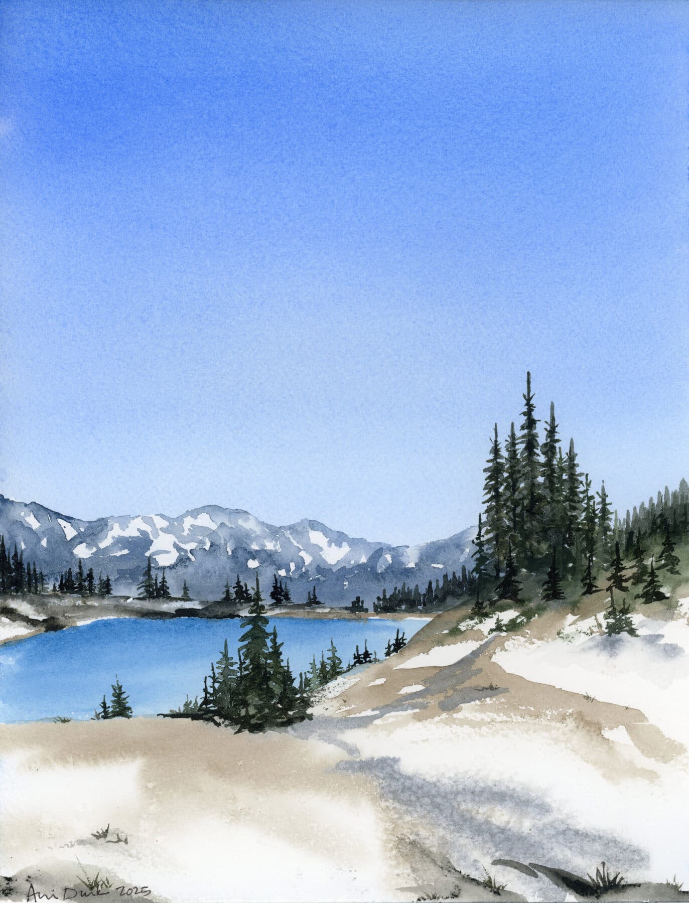 Watercolor painting of Whistler 2